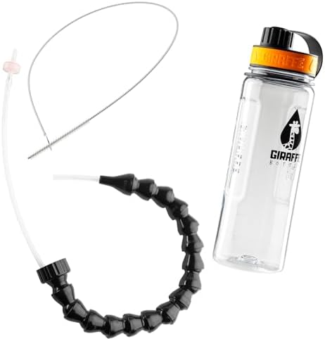 Giraffe Bottle Tower Hands Free Drinking System, Clear Tritan Bottle (length 25 in / 63 cm)
