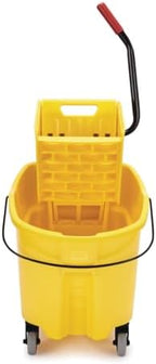 Rubbermaid Commercial Products WaveBrake 35 Qt. Side-Press Mop Bucket and Wringer Combo on Wheels Yellow for Professional/Industrial/Business Heavy-Duty Floor Cleaning/Mopping