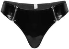 Women's High Gloss PVC Leather Sexy Zipper Open File Shorts teddy lingerie for women