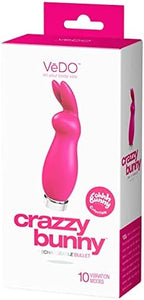 VeDO Crazzy Bunny Vibrator Bullet, Rechargeable Clitoral Adult Sex Toy, Clitoris Stimulator Vibe for Women (Pink)