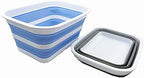SAMMART 12L (3.17Gallon) Collapsible Tub - Portable Outdoor Picnic Tray - Portable Washing Basin - Space Saving Plastic Washtub (Grey + Baby Blue (Set of 2))