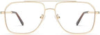 AMOMOMA Retro Blue Light Aviator Reading Glasses for Women Men,Metal Oversized Large Computer Reader Frame AM6133