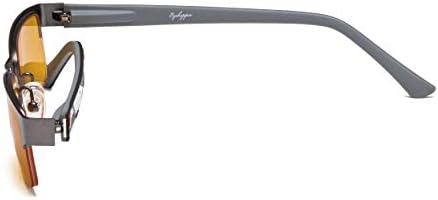 Eyekepper Computer Gaming Reading Glasses with Optical Frame and UV400 Reduces Eyestrain-96.9% Blue Light Blocking Orange Tinted Small Lens-Sleep Better Readers Men Women(Gunmetal/Grey, +1.75)