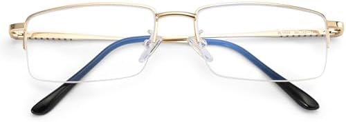 Dollger Rectangle Blue Light Glasses for Men Metal Anti Bluelight Blocking Glasses for Computer Fashion Small Half Frame