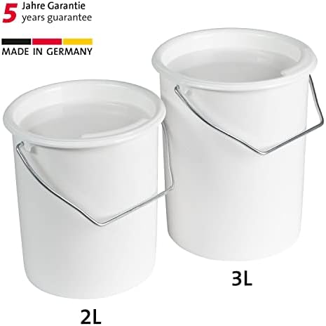 Westmark 2 Milk/Storage/Food Buckets with Handle and Lid, Capacity: 2 L and 3 L, Plastic, Maxi, White, 237922E7