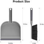 SetSail Small Dustpan and Brush Set, Nesting Snap-On Handheld Broom and Dust Pan with Teeth Portable Broom and Dustpan Set Suitable for Desktop, Pets Care, Sofa, Camping, Grey