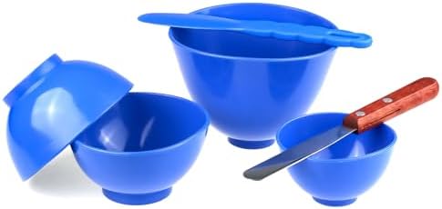 EustomA 4Pcs One Set Silicone Flexible Rubber Plaster Impression Mixed Alginate Bowl Dental Lab Mixing Bowls Blue