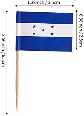 JAVD CYPS 100 Pcs Honduras Flag Honduran Toothpick Flags, Small Mini Stick Cupcake Toppers Honduran Flags,Country Picks Party Decoration Celebration Cocktail Food Bar Cake Flags