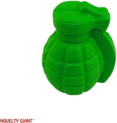 NOVELTY GIANT Stress Relief Squeezable Foam Green Grenade Package of Six
