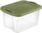 (2 pack) 40 Quart EZ Carry, Plastic Storage Bin, Full-Grip Handles, Green