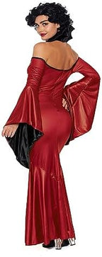 Dreamgirl Women's Vampire Vixen Costume - Wet Look Dress with Velvet Collar and Lace Details