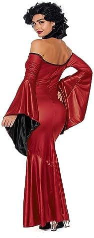 Dreamgirl Women's Vampire Vixen Costume - Wet Look Dress with Velvet Collar and Lace Details