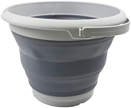 SAMMART 8.5L (2.2 Gallon) Collapsible Plastic Bucket - Foldable Round Tub - Portable Fishing Water Pail - Space Saving Outdoor Waterpot. Size 31cm Dia (Grey)