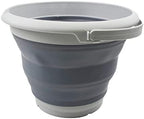 SAMMART 8.5L (2.2 Gallon) Collapsible Plastic Bucket - Foldable Round Tub - Portable Fishing Water Pail - Space Saving Outdoor Waterpot. Size 31cm Dia (Grey)