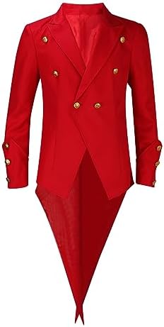 Mens Vintage Tailcoat Jacket Fancy Cool Cosplay Costume Robe Long-Sleeved Costume Cosplay Swallow-Tailed Coat Tuxedo