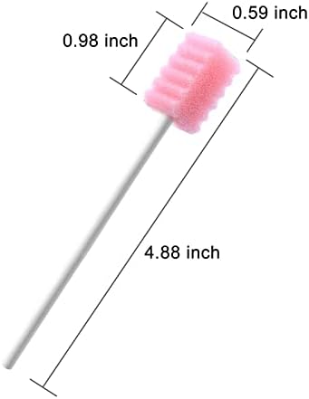 100 Pcs Disposable Mouth Swabs Sponge, BVN Oral Swabs, Oral Care Swabs Disposable, Mouth Swabs, Unflavored and Sterile Disposable Dental Swabsticks for Mouth Cleaning, Sawtooth-Shaped Pink.