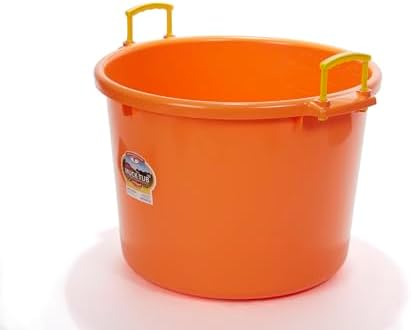 Little Giant® Plastic Muck Tub | Durable & Versatile Utility Bucket with Handles | Muck Bucket | Durable Handles | 70 Quart | Orange