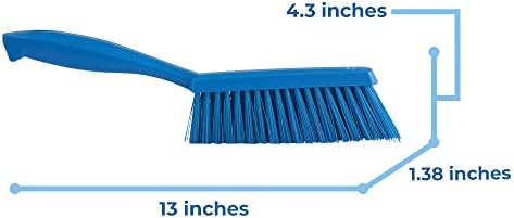 Vikan 45893 Bench Cleaning Brush, Polypropylene/Polyester Medium Bristle Dustpan Brush & Sweeper, 14 Inch, Blue