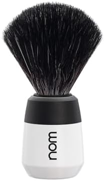 NOM Max Shaving Brush | Vegan Shave Brush for Shaving soaps and creams | sustainable eco-friendly and reusable | Exfoliating Shaving Brush | White handle
