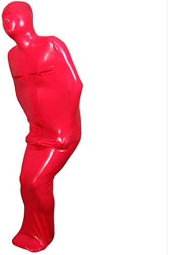 Red Full Body Latex Sleeping Bag Chest Crotch and Back Zipper Body Bag Open Nose Rubber Sleep Sack