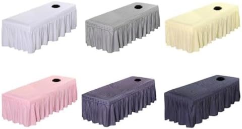 1pcs Solid Beauty Salon Bedskirt ONLY for Salon Massage Table Bed Sheet Bedspread SPA Beauty Bed Sheet Full Cover with Hole, 74.8x31.4inch (Purple)