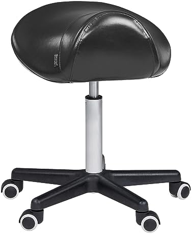 Master Massage Ergonomic Saddle Stool – Hydraulic Swivel Rolling Chair for Salon, Clinic, Tattoo, Dentist, Spa, Workshop, and Office – Black