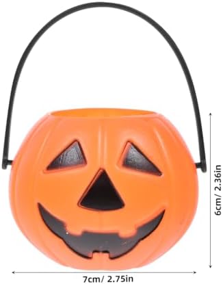 STOBOK Halloween Pumpkin Bucket - 8pcs Trick or Treat Children Portable Plastic Candy Buckets Jack O Lanterns - Desktop Decoration Candlestick Candy Holder Pail Party Favor Basket Party Supplies
