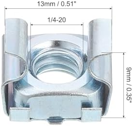 uxcell 1/4-20 Cage Nut, 20Pcs Snap-in Cage Nuts, Carbon Steel Zinc Plated Metric Nut for Server Rack Cabinet, Silver