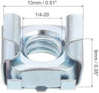 uxcell 1/4-20 Cage Nut, 20Pcs Snap-in Cage Nuts, Carbon Steel Zinc Plated Metric Nut for Server Rack Cabinet, Silver
