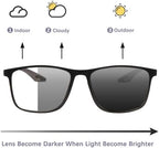 Progressive Multifocal Reading Glasses for Men Photochromic Gray Sunglasses Sports Style Blue Light Blocking Readers