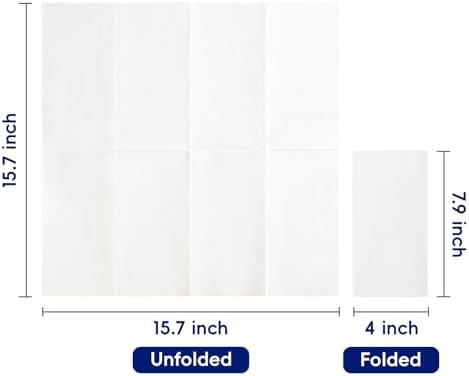 JOLLY CHEF 600 Pack Disposable Paper Napkins, Soft Bathroom Napkins for Guests, 2-Ply White Paper Hand Towels for Halloween, Wedding, Thanksgiving
