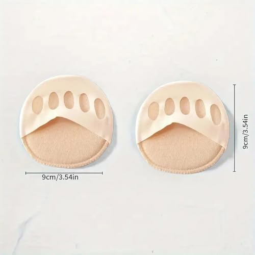 2pcs Sponge Forefoot Pads, Sweat-Absorbing Sandal Insoles, Five-Finger Half-Cut Socks, Anti-Odor Half-Size Pads, Beige