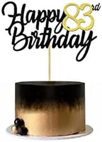 Happy 83rd Birthday Cake Toppers Glitter 83rd Anniversary Cake Topper 83 Years Loved Bday Decorations 83 Gold Birthday Cake Decorations Eighty-three Party Supplies for Women Men(Black Gold)