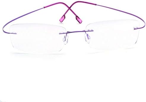 Fuisetaea Flexible Titanium Alloy Computer Reading Glasses Rimless Frame Lightweight Blue Light Blocking Readers Glasses