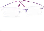 Fuisetaea Flexible Titanium Alloy Computer Reading Glasses Rimless Frame Lightweight Blue Light Blocking Readers Glasses