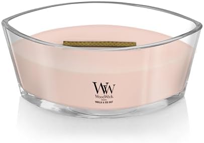 WoodWick Ellipse Scented Candle Vanilla & Sea Salt Scent Crackles as it Burns Up to 50 Hours Burn Time Premium Soy Blend Perfect for Gifting 16oz