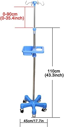 IV Poles Stand Medical Infusion Stand IV Pole Drip Stand - Stainless Steel Drip Stand with Tray/armrest - 5 Wheels with Brake - Heavy ABS Base - Height Adjustable IV Stand