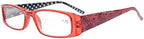 Eyekepper 5-Pack Spring Hinges Polka Dots Patterned Temples Rectangular Reading Glasses Readers Red +2.0