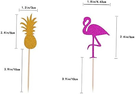 PRETYZOOM Tropical Cake Picks Flamingo and Coconut Tree 24pcs Assorted for Hawaii Luau Celebrations