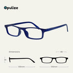 OPULIZE TED Reading Glasses for Women Men, Lightweight Narrow Rectangular Matt Frame with Spring Hinges, Navy Blue +2.00 (Pack of 2)