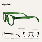 OPULIZE POP Reading Glasses for Women Men,Scratch Resistant Round Matt Frame with Spring Hinges, Green +2.50 (Pack of 5)