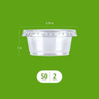 Amazon Basics Disposable Plastic To-Go Cups and Lids, Mini, 2oz, 50 Count, BPA Free, for Condiment, Salad Dressing, Sauces, Jello Shots