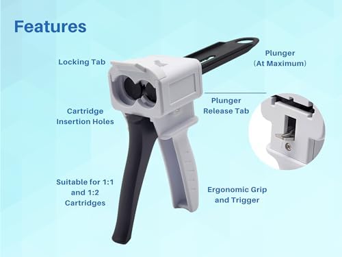 ARTMAN INSTRUMENTS Dispenser Gun Dental, 50ml Dispensing Gun Kit Impression Mixing Dispensing Dispenser Alginate AB Gun 1:1/1:2 fits Most Sizes