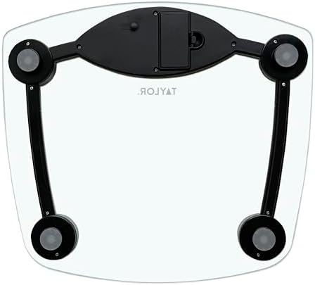 Taylor Digital Bathroom Scale, Body Weight Scale, Instant On and Off, 400 lb Capacity, Sturdy Clear Glass with Chrome-Finish Base