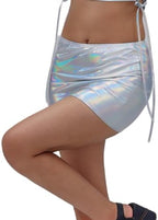 Women's Sexy Holographic Bodycon Mini Skirt Casual Stretchy Metallic Shiny Skirt Night Out Party