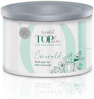 Italwax Top Line Emerald - 397g / 14oz - Soft wax for hair removal - Uncented - Liposoluble syntetic formulation - Ideal for waxing all body area