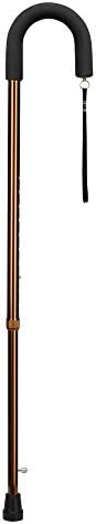 DMI Single Point Ice Walking Cane with Foam Grip Handle for Men and Women, Retractable Cane Tip for Ice and Show, Adjustable Height, Aluminum, Bronze