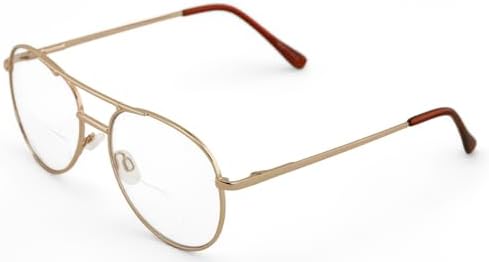 V.W.E. Clear Lens Bifocal Classic Metal Reading Glasses - Spring Hinge Tear Drop Reader