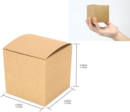 Oletx 25 Pcs Brown Paper Gift Boxes, Small Candy Treat Boxes Bulk, 3x3x3 inch Gift Box with Lids for Party Favors, Birthday Gifts, Wedding Gifts