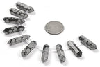 Snowflake Obsidian 32mm Natural Gemstone Hexagonal Wand Jewelry Making Crystal Pointed Chakra Reiki Healing Beads 2mm Hole Drilled(Pack of 10)